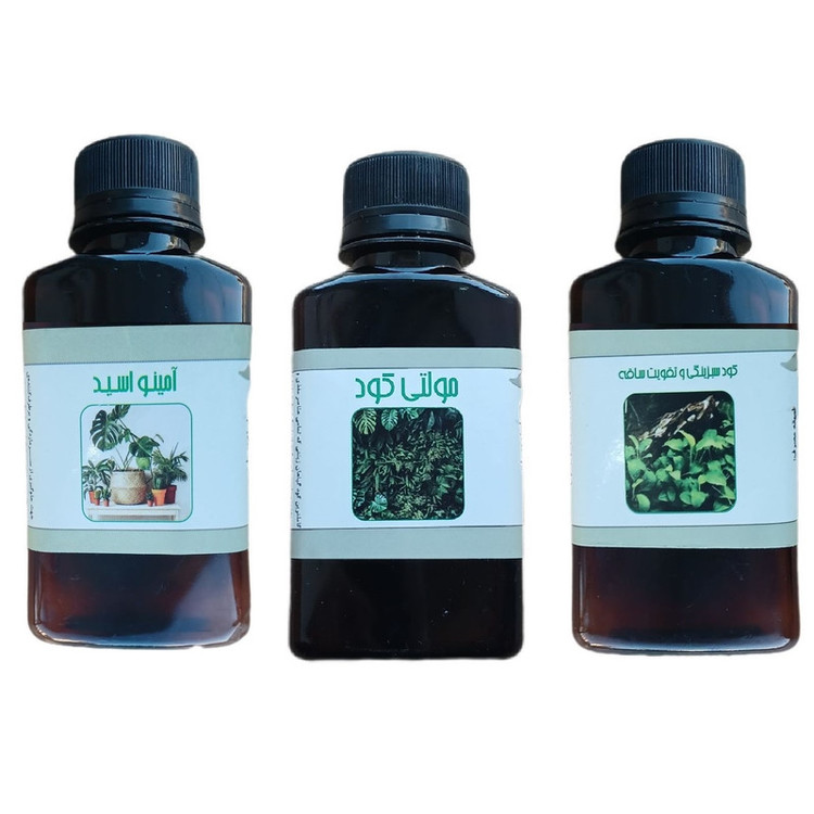 کود مایع امینو اسید و کود سبزینگی و تقویت ساقه و مولتی کود مدل life drop حجم 110 میلی لیتر بسته 3 عددی